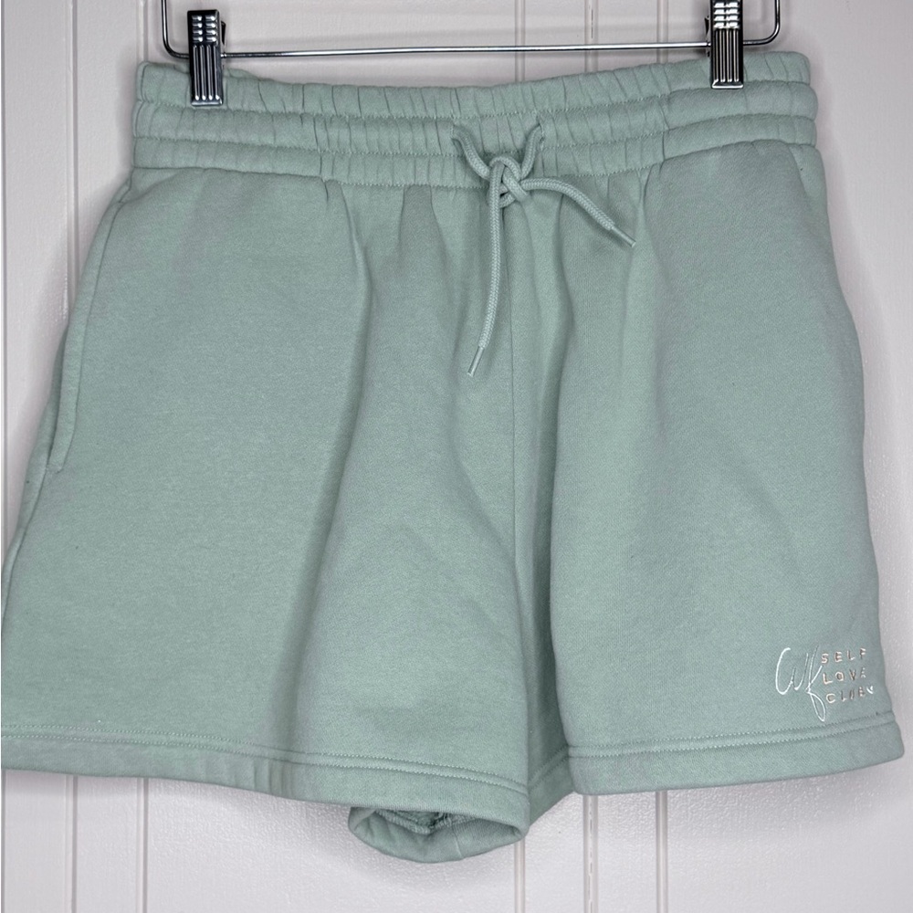 White Fox, Self Love Club Embroidered Sage Green Sweatshorts